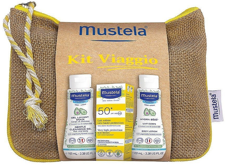 Набір - Mustela Solar Kit (sh/gel/100ml + f/lot/40ml + b/lot/100ml + bag/1pcs) — фото N1