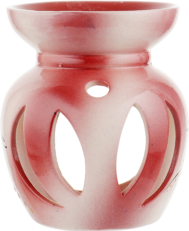 Аромалампа "Тыква" бордово-белая с розовым цветком - Flora Secret — фото N1