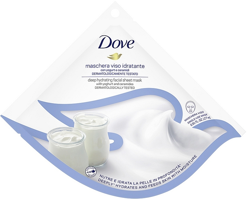 ПОДАРУНОК! Зволожувальна тканинна маска для сухої шкіри - Dove Deep Hydrating Facial Sheet Mask — фото N1