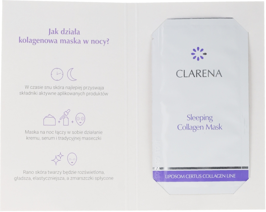 Тонізувальна нічна маска з колагеном - Clarena Sleeping Collagen Mask (пробник) — фото N2