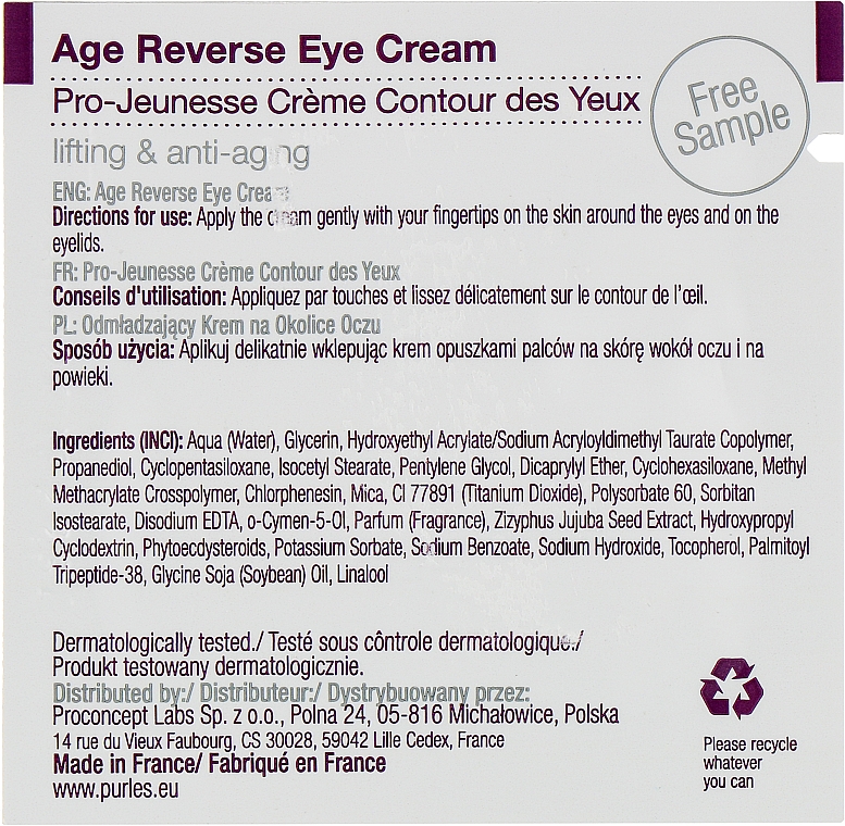 Крем для век "Про-молодость" - Purles Clinical Repair Care 138 Age Reverse Eye Cream (пробник) — фото N2