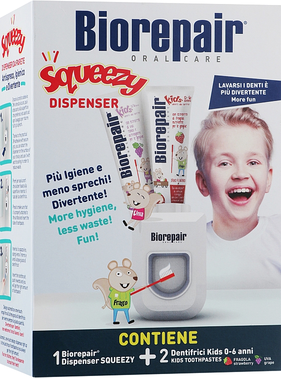 Набор "Веселый мышонок" - Biorepair (toothpaste/2x50ml + dispenser/1pc)