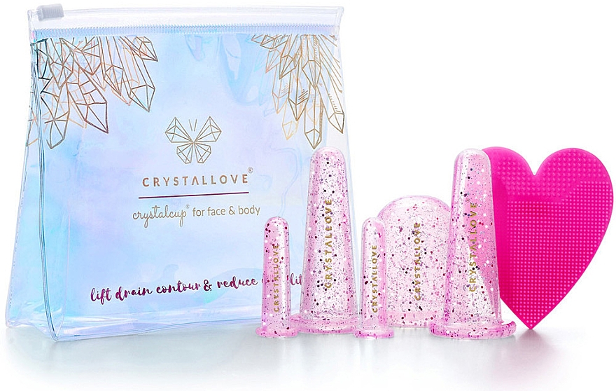 Силіконові банки для масажу обличчя й тіла - Crystallove Crystalcup For Face & Body Rose Set — фото N1