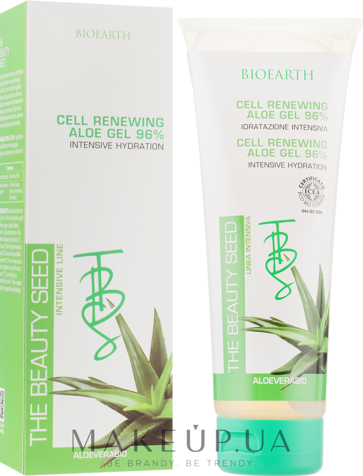 Зволожувальний гель для обличчя - Bioearth The Beauty Seed Cell Renewing Aloe Gel 96% — фото 250ml