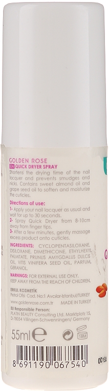 Сушка-спрей для лаку - Golden Rose Nail Color Quick Dryer Spray — фото N2