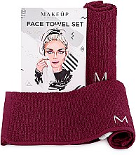 Духи, Парфюмерия, косметика Дорожный набор полотенец для лица, бордовые "MakeTravel" - MAKEUP Face Towel Set