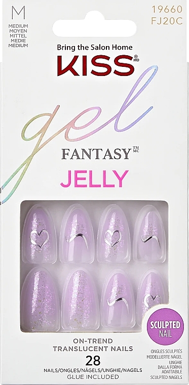 Набір накладних нігтів, розмір M, 28 шт. - Kiss Gel Fantasy Jelly — фото N1