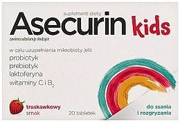 Дієтична добавка з полуничним смаком - Aflofarm Asecurin Kids — фото N1