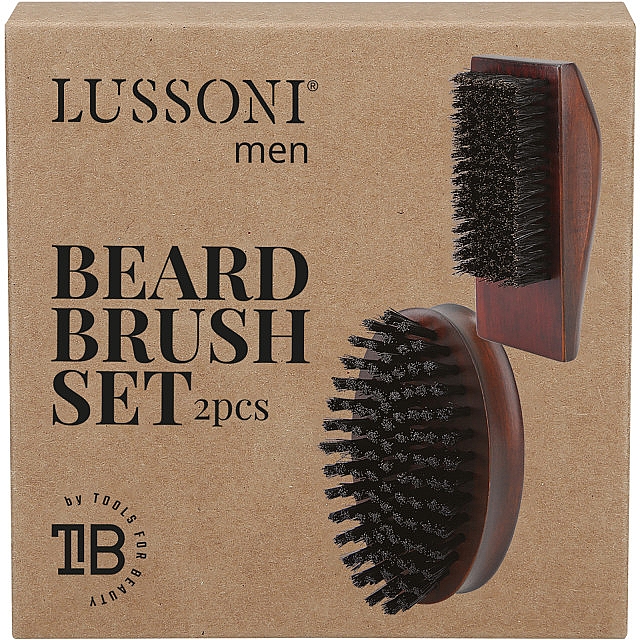Набір щіток для бороди, 2 шт. - Lussoni Men Baerd Brush Set — фото N3