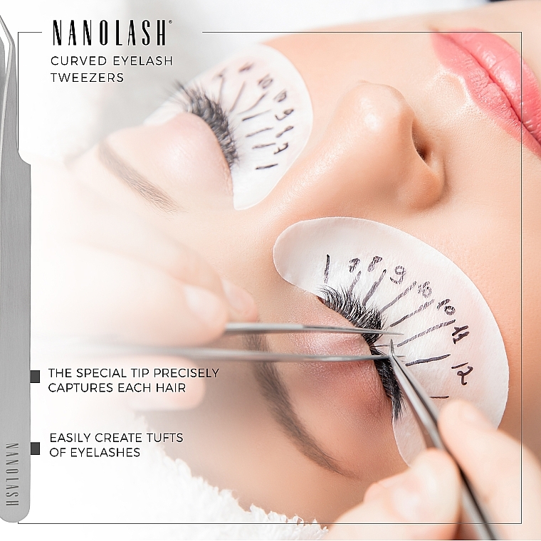 Пинцет для накладных ресниц, изогнутый - Nanolash Eyelash Tweezers Curved — фото N3