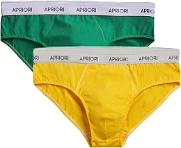 Труси бріфи чоловічі, 2 шт., зелений/жовтий - Apriori Be Yourself — фото N2