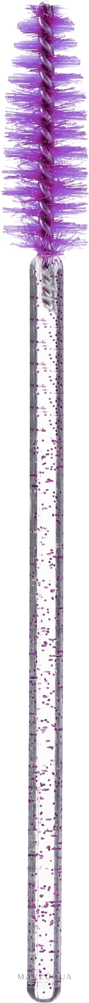 Одноразовые щеточки для ресниц и бровей, прозрачно-фиолетовые, фиолетовая щетина - Lewer — фото 50шт