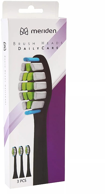 Насадки для зубних щіток 3 шт., чорні - Meriden Sonic DailyCare Family Black — фото N2