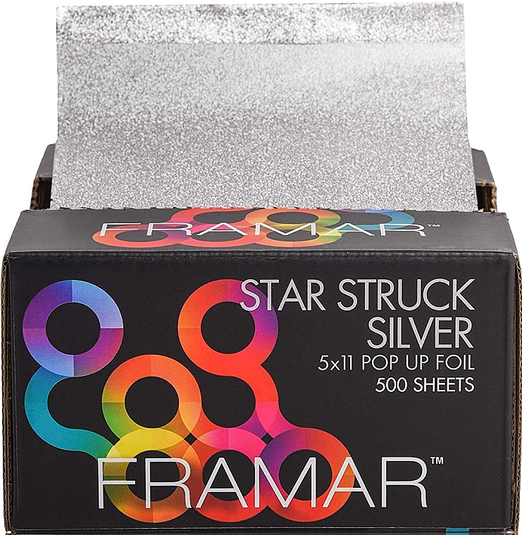 Витяжна фольга з тисненням для перукарів, 12.7 х 27.9 см - Framar Star Struck Silver — фото N1
