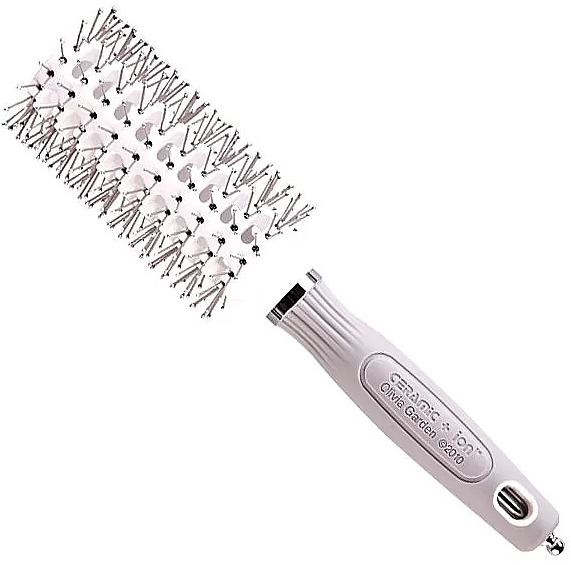 Брашинг для волосся, 30 мм, подвійна щетина - Olivia Garden Expert Blowout Vent Double Bristles White & Grey — фото N1