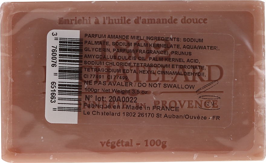 Мыло натуральное "Миндаль и мед" - Le Chatelard 1802 Almond & Honey Soap — фото N2