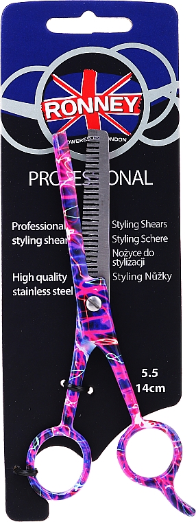 Ножницы филировочные , 5.5см - Ronney Professional Pink Neon — фото N1