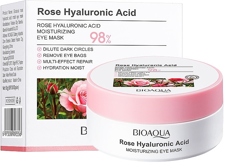 Гидрогелевые патчи под глаза с розой и гиалуроновой кислотой - Bioaqua Rose Hyaluronic Acid Moisturizing Eye Mask  — фото N1