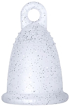 Менструальна чаша з петлею, розмір L, срібний глітер - MeLuna Soft Menstrual Cup Ring — фото N1