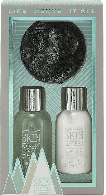 Набор для мужчин - Style & Grace Skin Expert Mini Shower Kit Gift Set (b/lot/100ml + b/wash/100ml + sponge) — фото N1