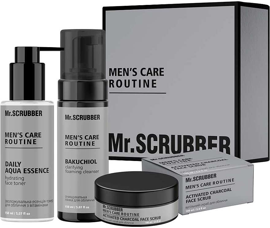 Подарунковий набір для чоловіків - Mr.Scrubber Deep Cleaning & Care (f/foam/150ml + f/essence/150ml + f/srub/100ml)