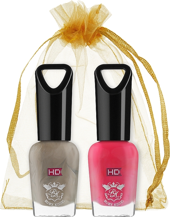 Набор лаков для ногтей "Микс", тон 23, 05 - Kiss Ruby Kisses HD (2 х n/polish/8ml) — фото N1
