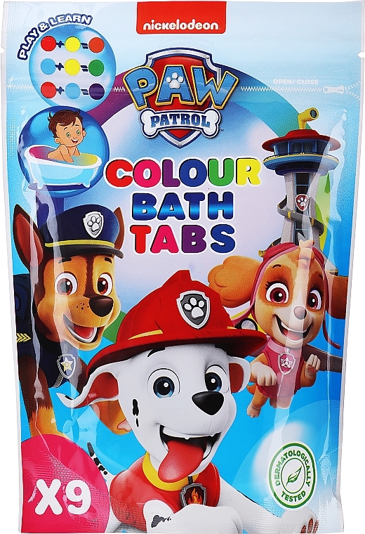 Шипучие цветные таблетки для ванн, голубая упаковка - Nickelodeon Paw Patrol Movie Colour Bath Tabs — фото N1