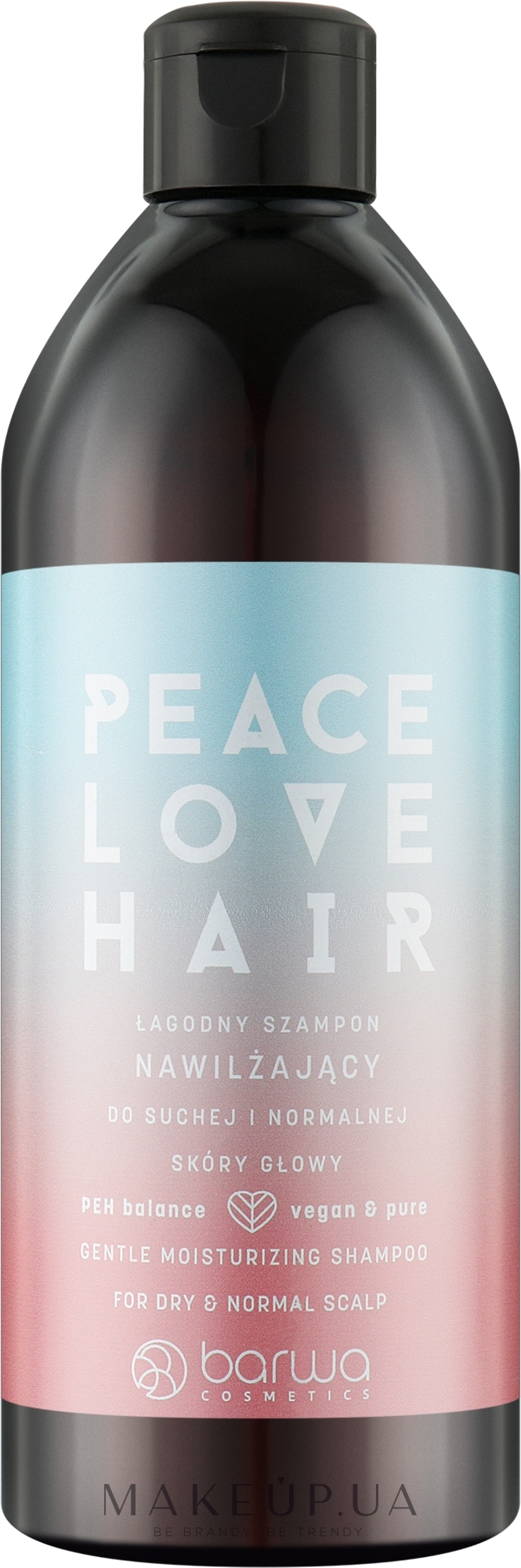 Нежный увлажняющий шампунь для волос - Barwa Peace Love Hair — фото 480ml
