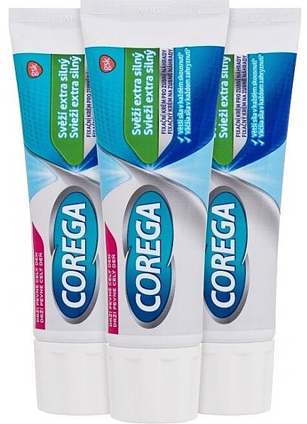 Набор - Corega Extra Strong Fresh Mint Trio (fix/cr/3x40g) — фото N2