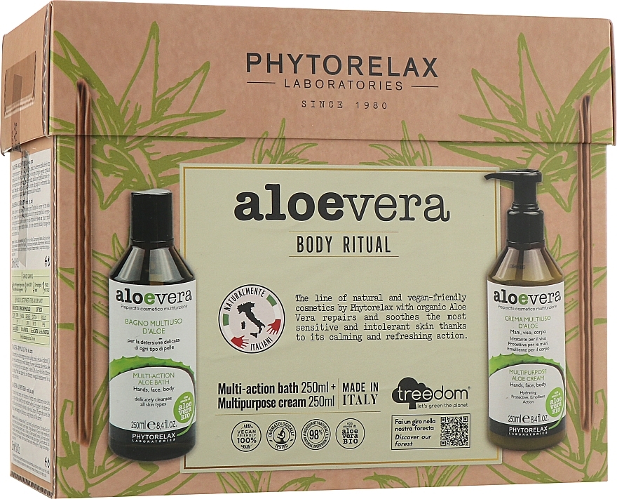 УЦЕНКА Набор - Phytorelax Laboratories Aloe Vera Body Ritual Cocco (sh/gel/250ml + b/cr/250ml) * — фото N1