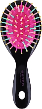 Щетка для волос, нейлоновые щетинки с круглым кончиком, черно-розовая - Beter Mini Cushion Brush — фото N2