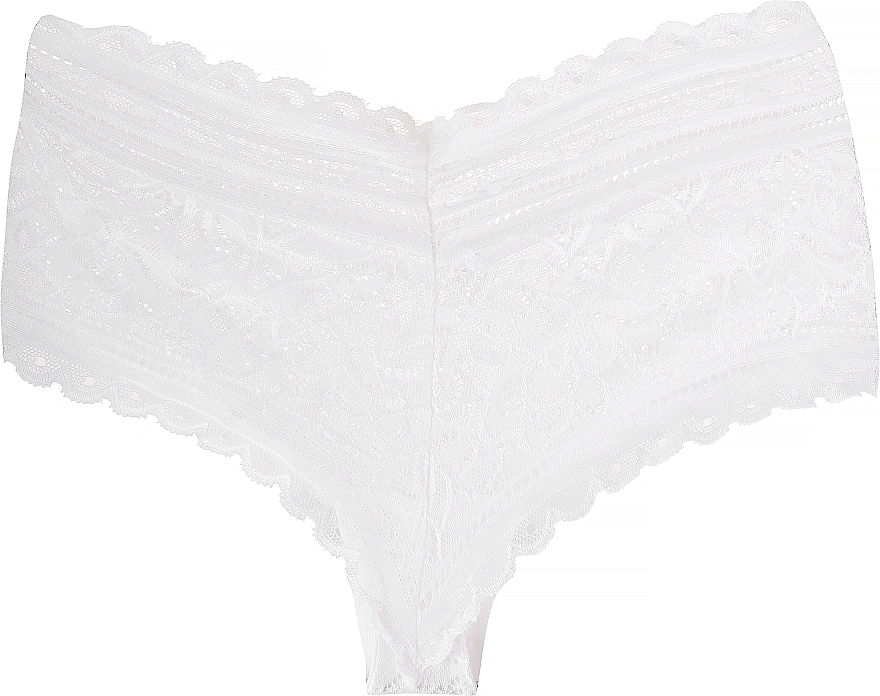 Женские кружевные трусики-шорты с завышенной талией, белые - Moraj — фото N1