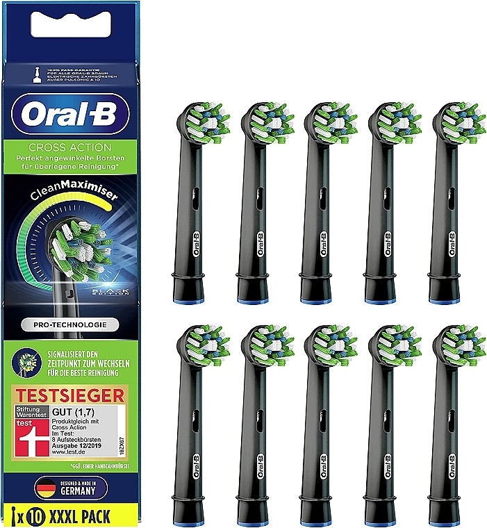 Змінні насадки для електричної зубної щітки, 10 шт., чорні - Oral-B Cross Action Clean Maximiser — фото N1