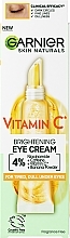 Парфумерія, косметика Крем з вітаміном С для тьмяної шкіри навколо очей, з ефектом зменшення видимості темних кіл і надання сяяння - Garnier Vitamin C Eye Cream