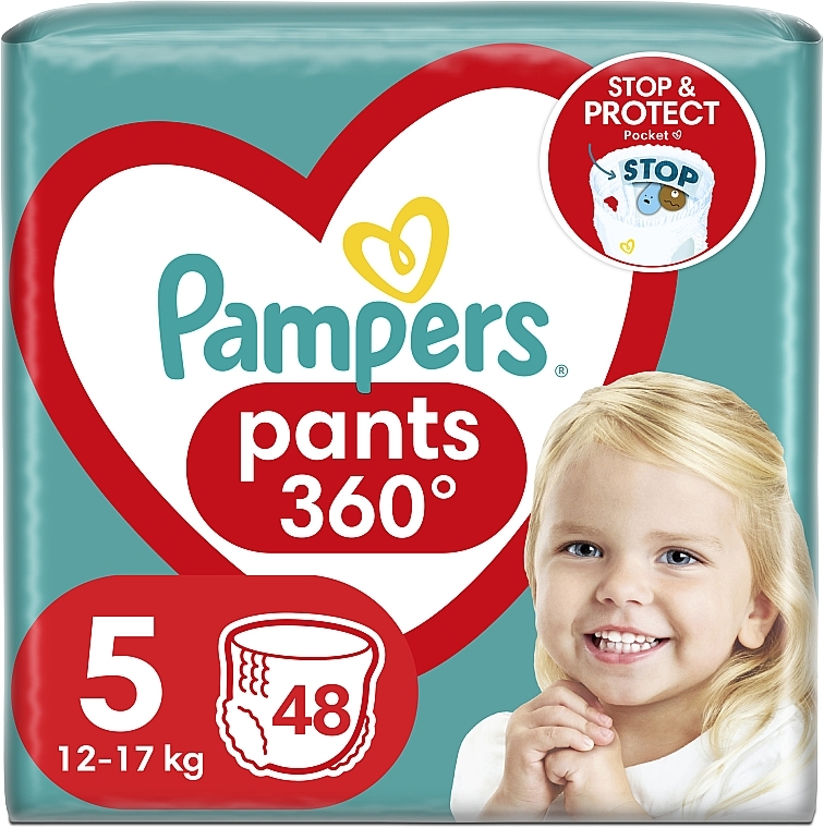 Подгузники-трусики, размер 5 (Junior) 12-17 кг, 48 шт - Pampers Pants Junior — фото N1