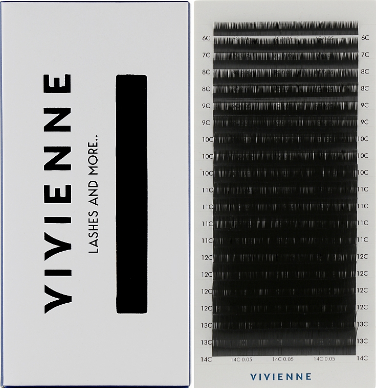 Накладні вії "Elite", чорні, 20 ліній (mix, 0.05, C, (6-14)) - Vivienne — фото N1