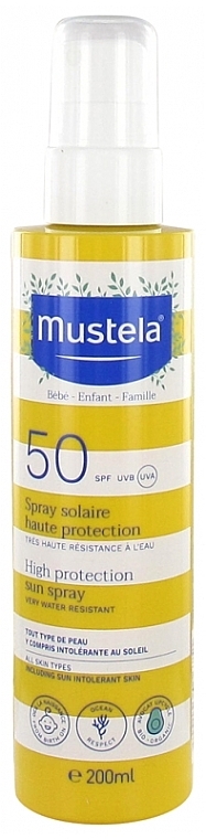 Сонцезахисний спрей для обличчя й тіла - Mustela Bebe High Protection Sun Spray SPF 50 — фото N1