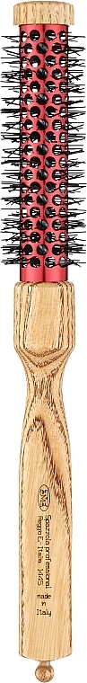 Термобрашинг із дерев'яною ручкою та нейлоновою щетиною, червоний циліндр, d 26 mm - 3ME Maestri Triangolo Thermal Brush — фото N1