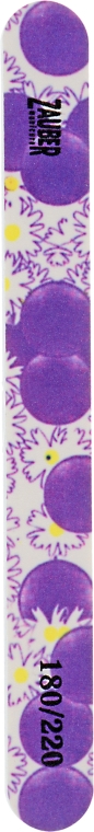 Пилка для ногтей узкая цветная, фиолетово-белая 180/220, 03-013B - Zauber — фото N1