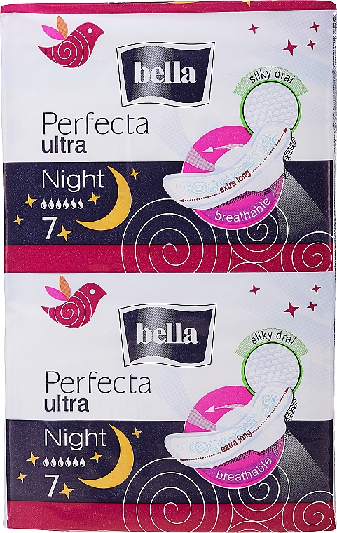 Прокладки нічні Perfecta Ultra Night Silky Drai, 7+7 шт - Bella — фото N1