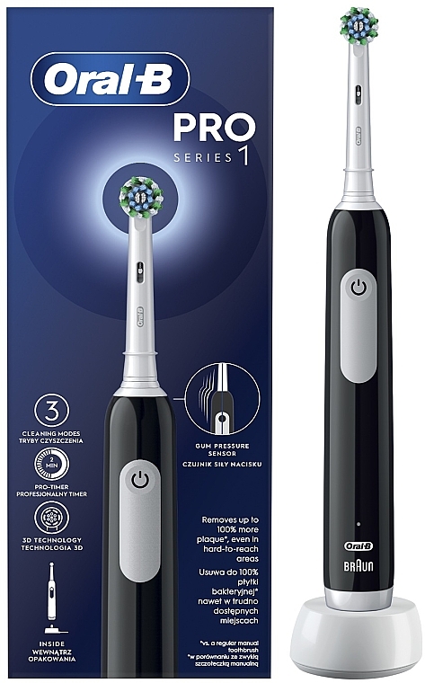 Електрична зубна щітка, чорна - Oral-B Pro 1 3D Cleaning Black — фото N1