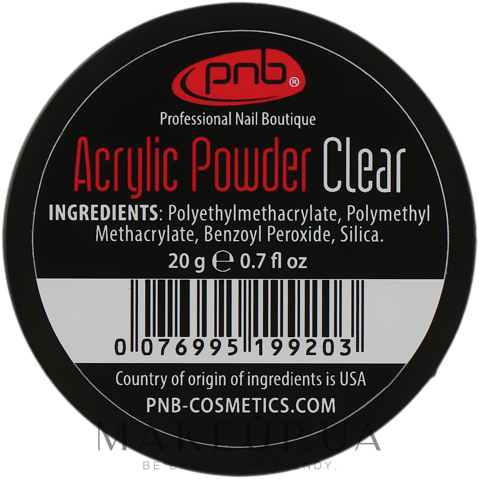 Акриловая пудра прозрачная - PNB Acrylic Powder Clear — фото 20g