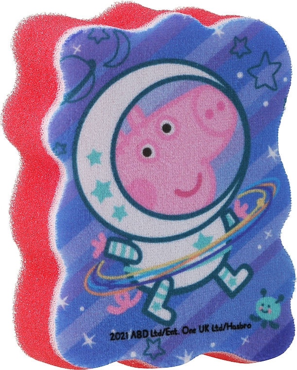 Мочалка банна дитяча "Свинка Пеппа", Пеппа-космонавт, червона - Suavipiel — фото N1