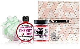 Набор - Mr.Scrubber "Cherry Bomb" (body/scr/300 g + sh/gel/300 ml + sh/sponge) — фото N1