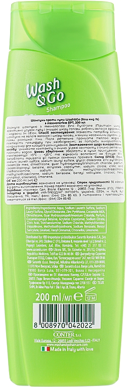 Шампунь с технологией ZPT против перхоти - Wash&Go Anti-dandruff Shampoo With ZPT Technology — фото N2