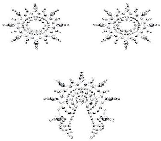 Набір прикрас із кристалів для грудей і лобка, сріблястий - Petits Joujoux Gloria Set — фото N1