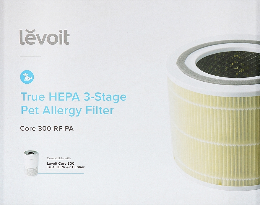 Фільтр для очищувача повітря, 3-ступеневий, захист від алергії на тварин - Levoit Air Cleaner Filter Core 300 True HEPA 3-Stage Original Pet Allergy Filter — фото N1