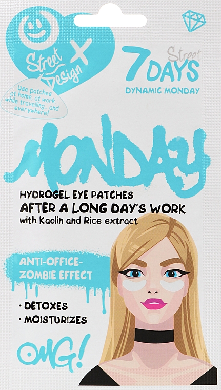 Гідрогелеві патчі для очей "Бадьорий понеділок" з каоліном і екстрактом рису - 7 Days Hydrogel Eye Patches — фото N1