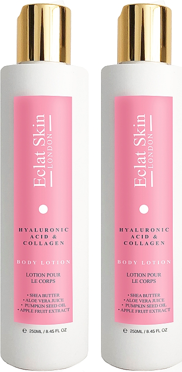 Набір - Eclat Skin London Hyaluronic Acid & Collagen Body Lotion (b/lot/2*250ml) — фото N1