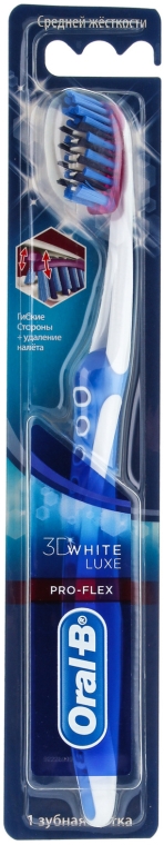 Зубна щітка середньої жорсткості, синя - Oral-Be Pro-Flex 3D White Luxe — фото N1